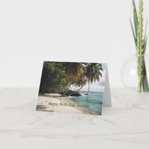 Tropical Island Beach Ocean Personalized Birthday Card