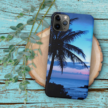 Tropical Island Beach Ocean Pink Blue Sunset Photo Iphone 13 Pro Max Case by CaseConceptCreations at Zazzle