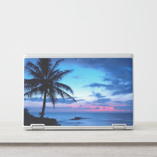 Tropical Island Beach Ocean Pink Blue Sunset Photo HP Laptop Skin