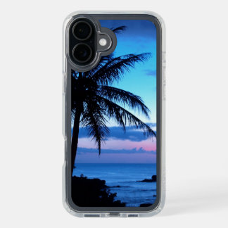 Tropical Island Beach Ocean Pink Blue Sunset Photo iPhone 16 Plus Case