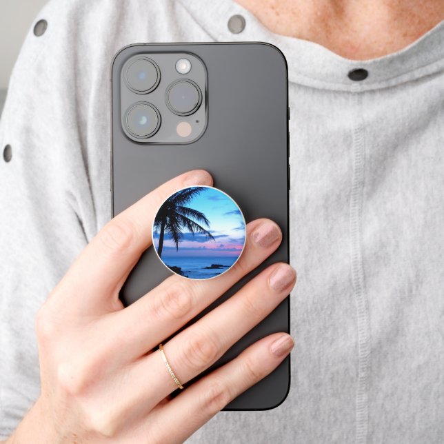 Tropical Island Beach Ocean Summer Sunset Photo PopSocket Zazzle