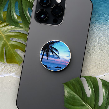 Tropical Island Beach Ocean Summer Sunset Photo Popsocket by All_In_Cute_Fun at Zazzle