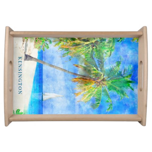 Tropical Island Beach Palm Tree Serving Tray