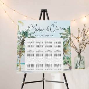 Tropical Island Beach Palm Wedding Seating Chart Foam Board