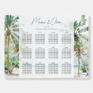 Tropical Island Beach Palm Wedding Seating Chart Foam Board