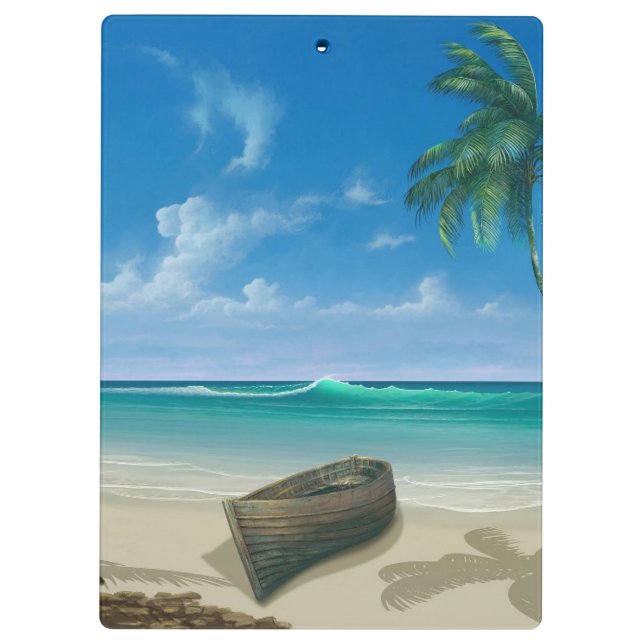 Tropical Island Beach Paradise Boat Clipboard (Back)