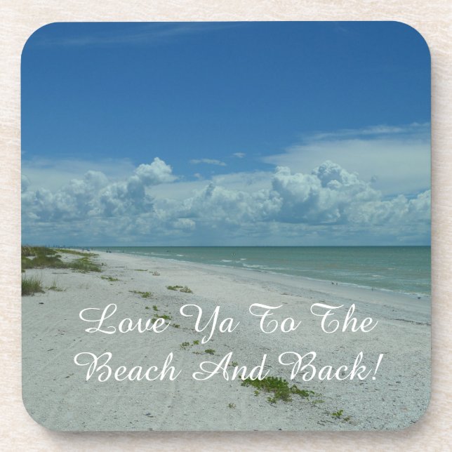 Tropical Island Beach Photo Quote Typography Beverage Coaster (Front)