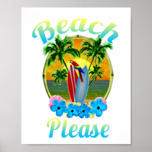 Tropical Island Beach Please Colorful Poster