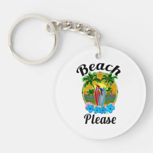 Tropical Island Beach Please Light Keychain