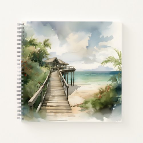 Tropical Island Beach Scene Gratitude Notebook
