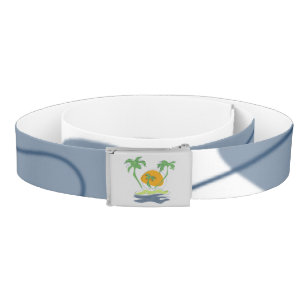 Tropical island beach scenery. Outline palm tree Belt