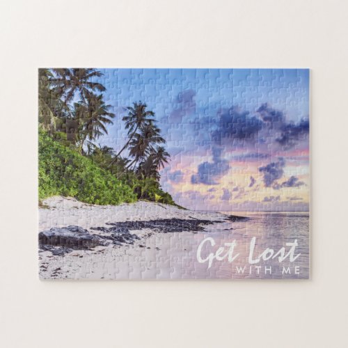 Tropical Island Beach Sunset Get Lost Jigsaw Puzzle