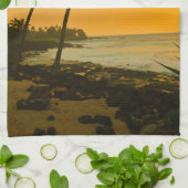 Tropical Island Beach Sunset Kitchen Towel (Folded)