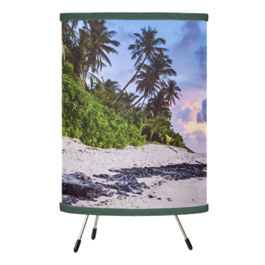 Tropical Island Beach Sunset Photography Tripod Lamp (Left)