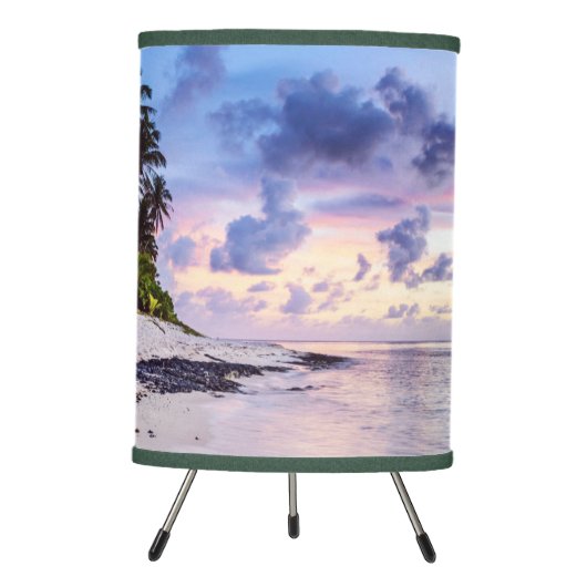 Tropical Island Beach Sunset Photography Tripod Lamp (Front)