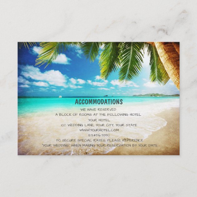 Tropical Island Beach Wedding Accommodation Cards