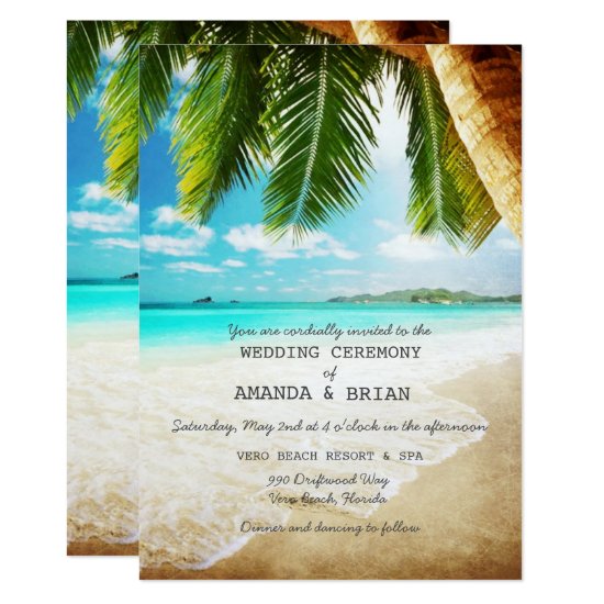 Tropical Island Beach Wedding Invitation