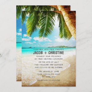Tropical Island Beach Wedding Invitation