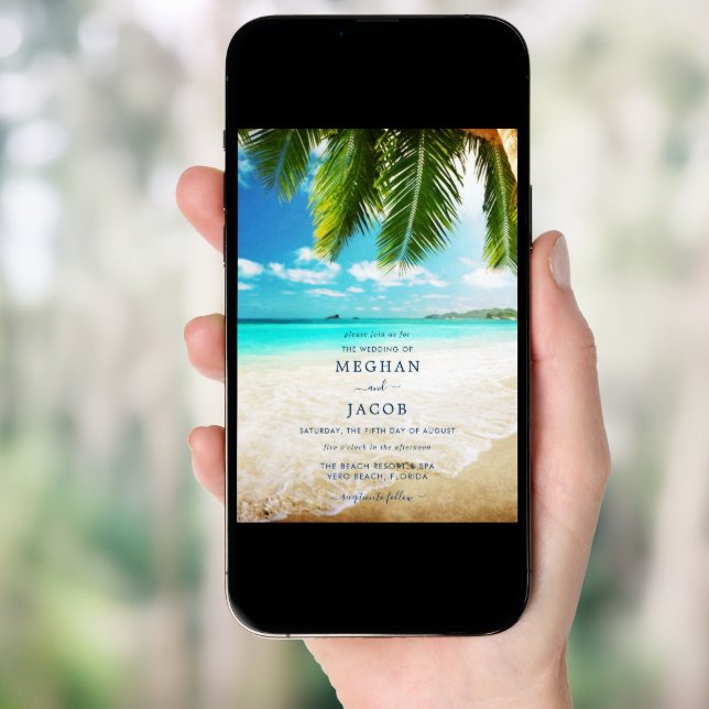 Tropical Island Beach Wedding Invitation (Front Digital)