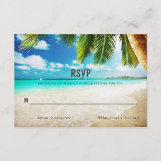 Tropical Island Beach Wedding RSVP Card