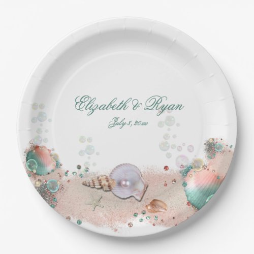  Tropical Island Beach Wedding Seashells  Paper Plates