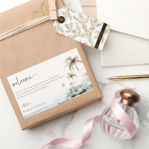 Tropical Island Beach Wedding Welcome Bag Rectangular Sticker