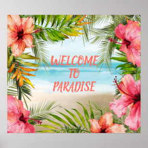 Tropical Island Beach Welcome To Paradise Poster