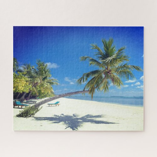 Tropical Island Beach with White Sand  Palm Trees Jigsaw Puzzle