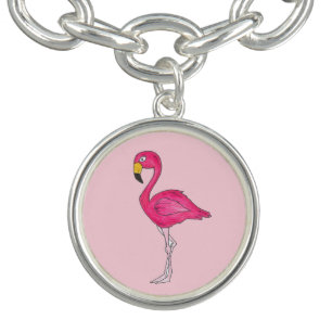Tropical Island Bird Hot Pink Flamingo Bracelet