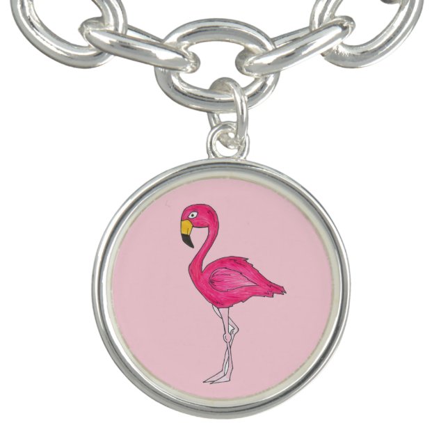 Tropical Island Bird Hot Pink Flamingo Bracelet (Design)