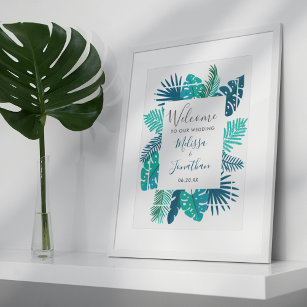 Tropical Island Blue Green Welcome to our Wedding Poster