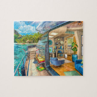 Tropical Island Boat Jigsaw Puzzle