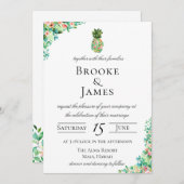Tropical Island Botanical Pineapple Wedding Invitation (Front/Back)