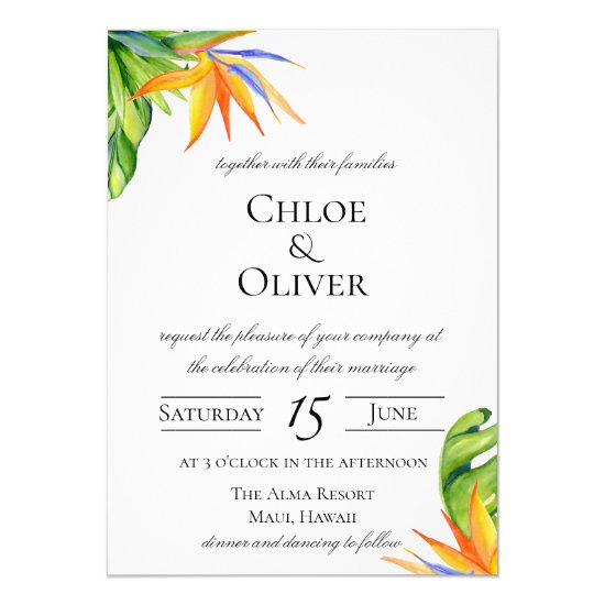 Tropical Island Botanical Wedding Invitation
