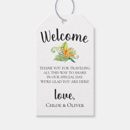 Tropical Island Botanical Wedding Welcome Bag Gift Tags