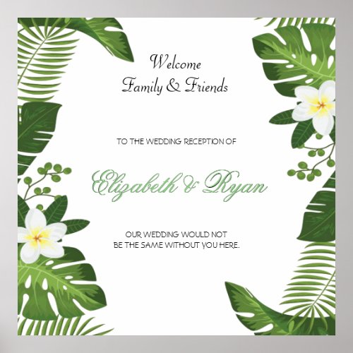 Tropical Island Botanical  Wedding Welcome Poster