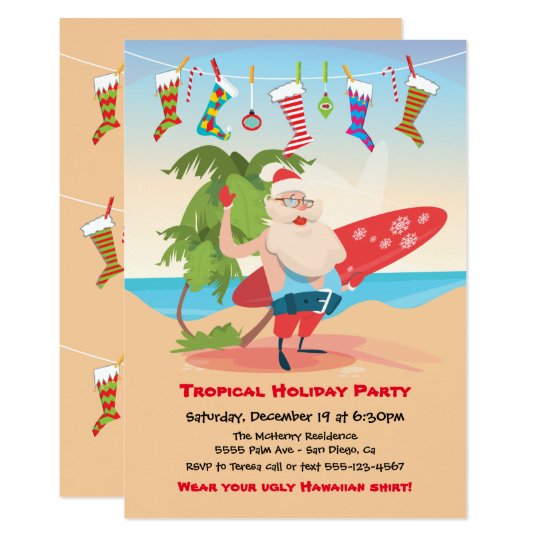 Tropical Island Christmas Holiday Party Invitation | Zazzle.com