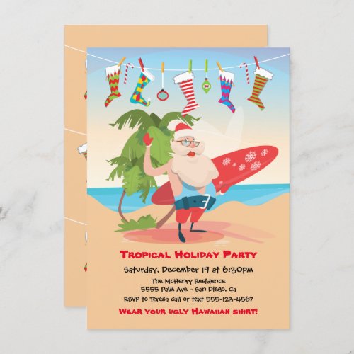 Tropical Island Christmas Holiday Party Invitation