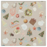 Tropical Island Christmas Watercolor Ditsy Fabric