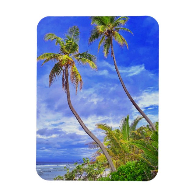 Tropical Island Coconut Palm Tree Dance Magnet (Vertical)