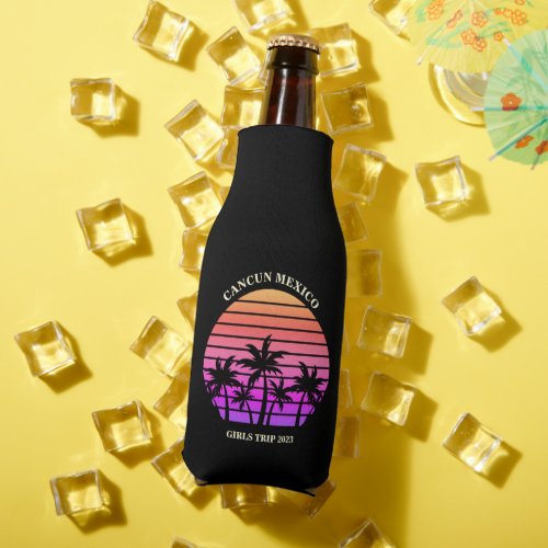 Tropical Island Custom Beach Palm Tree Girls Trip Bottle Cooler