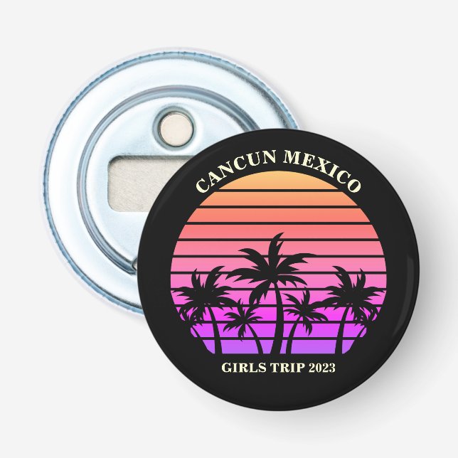 Tropical Island Custom Beach Palm Tree Girls Trip Bottle Opener (Front)