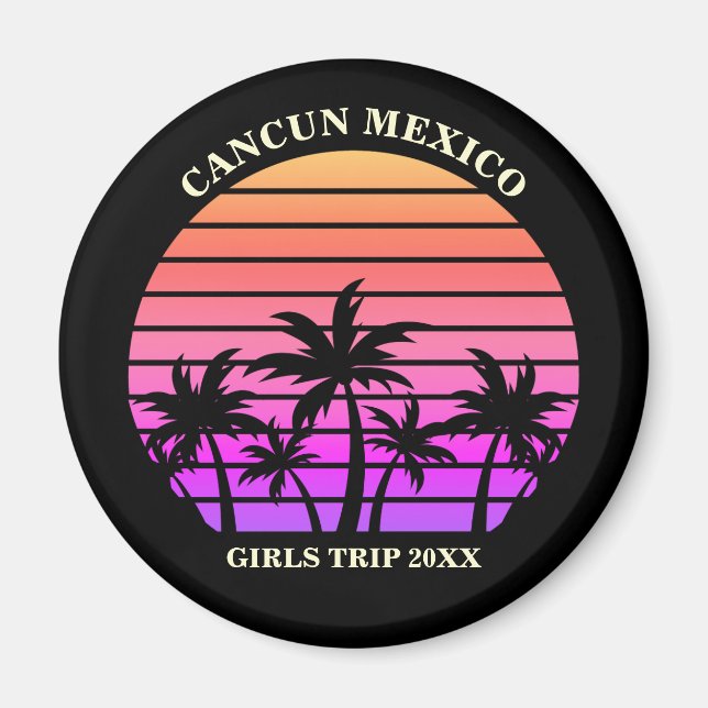 Tropical Island Custom Beach Palm Tree Girls Trip Magnet (Front)