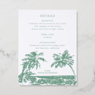 Tropical Island Destination Wedding Letterpress Enclosure Card