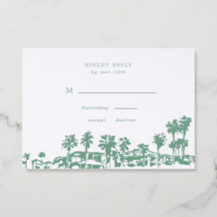 Tropical Island Destination Wedding Letterpress RSVP Cards