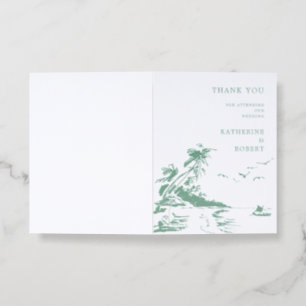 Tropical Island Destination Wedding Letterpress Thank You Card