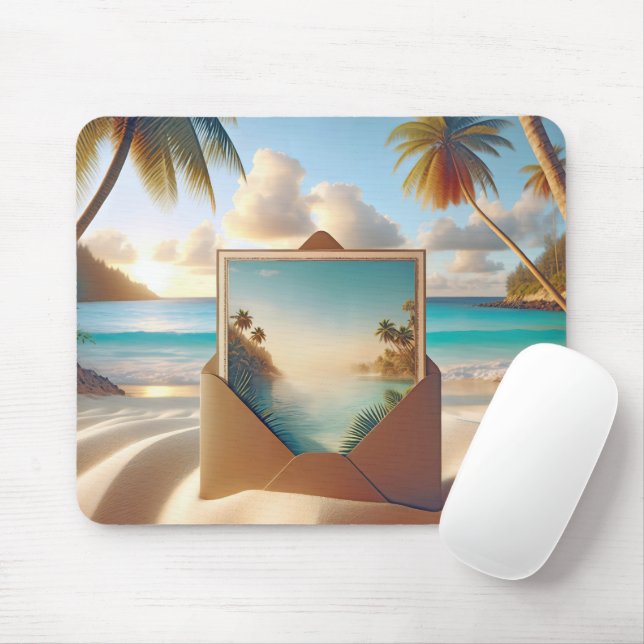 Tropical Island Envelope Mouse Pad (With Mouse)