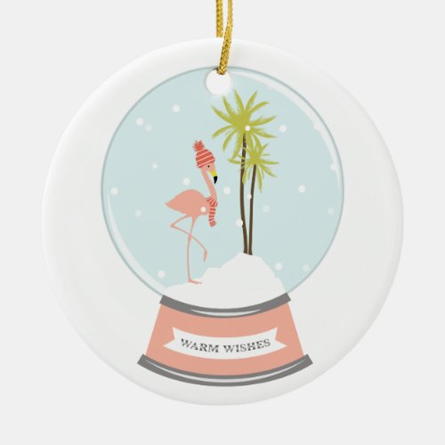 Tropical Island Flamingo Christmas _ Pink Ceramic Ornament