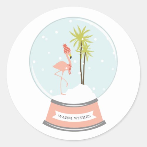 Tropical Island Flamingo Christmas _ Pink Classic Round Sticker