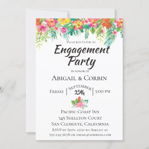 Tropical Island Floral Engagement Party Invitation